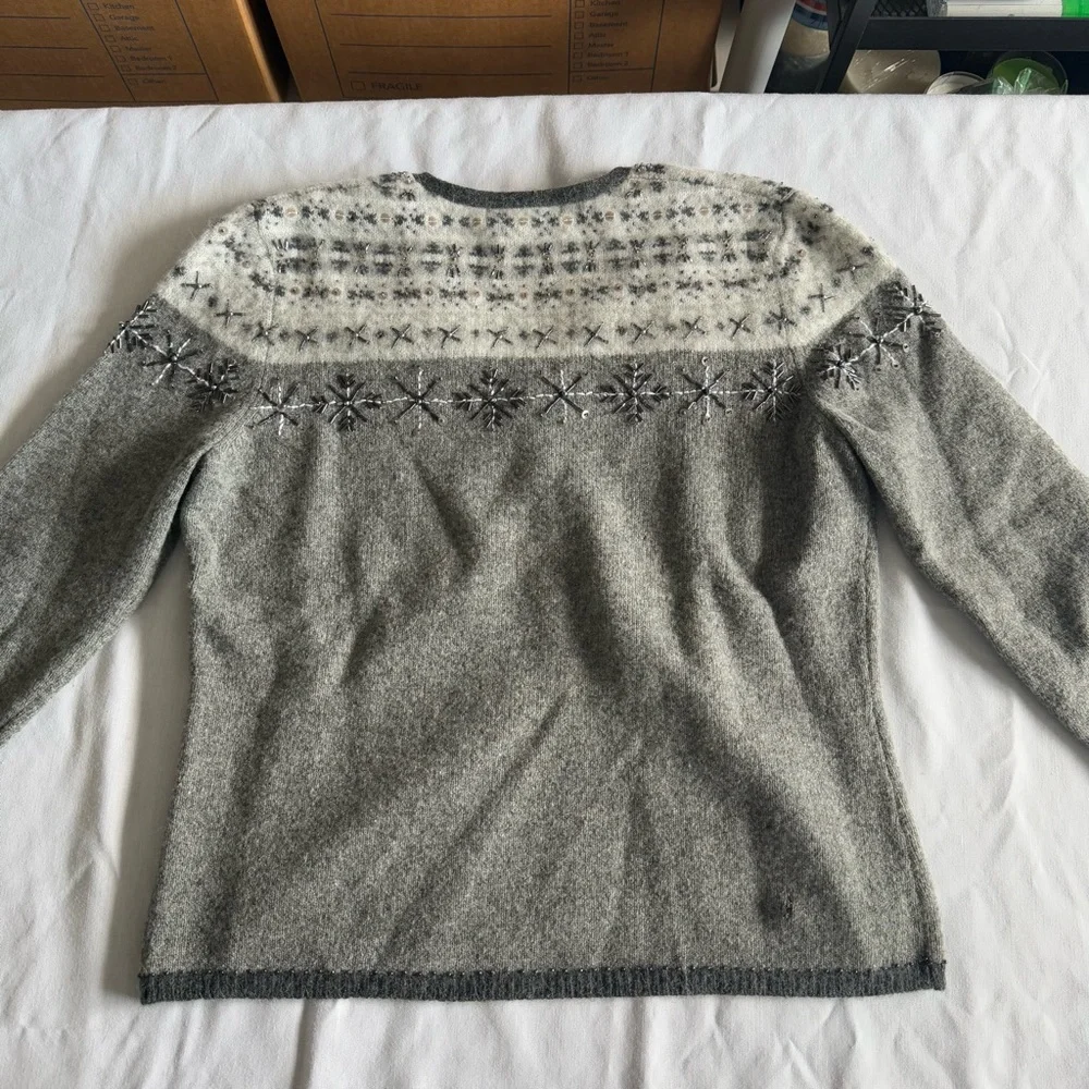 Jillian Jones Wool Cardigan Size S‎ Angora Fair Isle Nordic 90s Knit Cabin